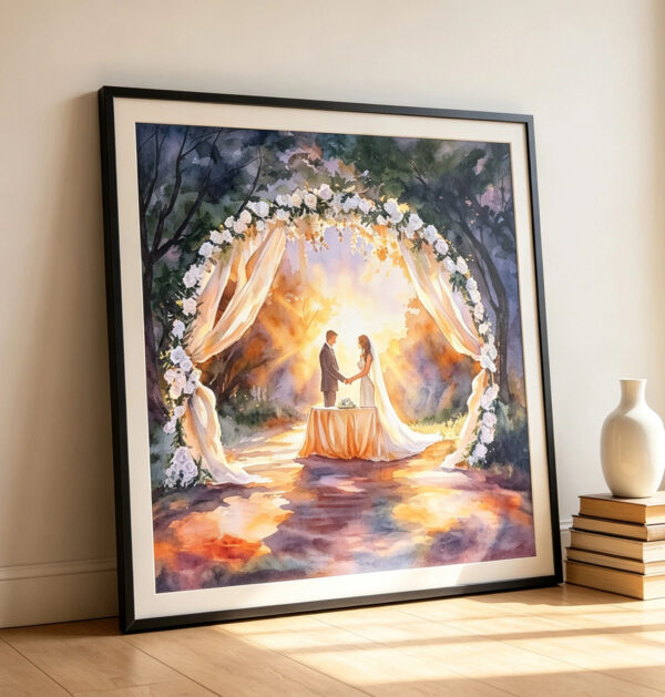 romantic wedding arch 3d textured canvas wall art